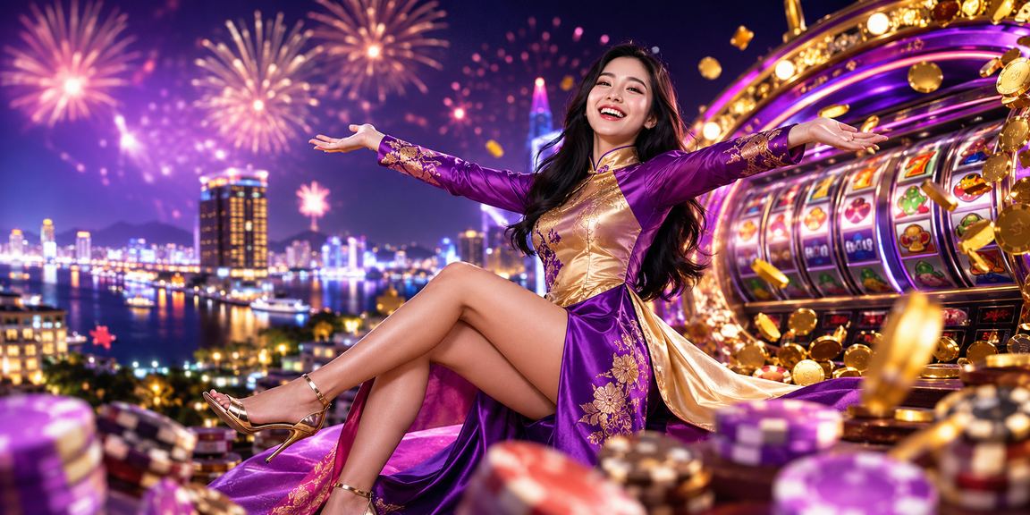 Người chơi slot game tại Nha Trang với áo dài truyền thống