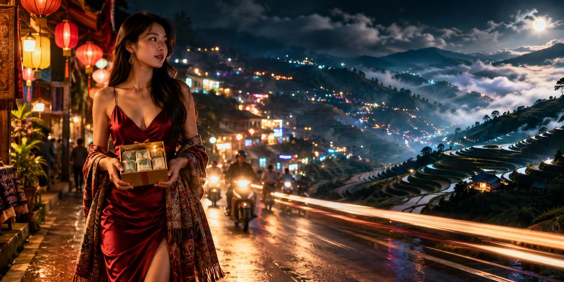 Khung cảnh chợ đêm tại Sapa